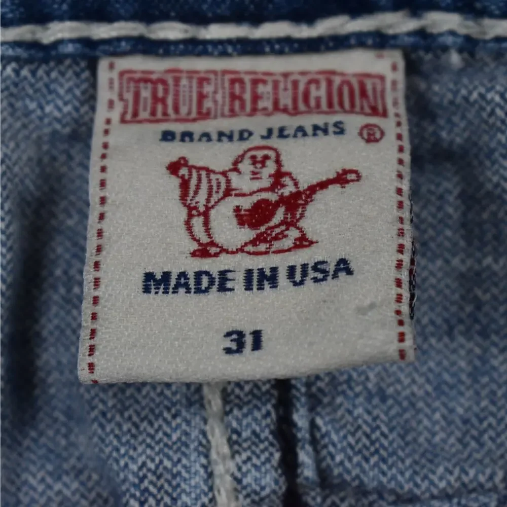 Vintage True Religion Jean Shorts Men's 31 (33) Ricky Blue Denim Cut Off Y2K USA